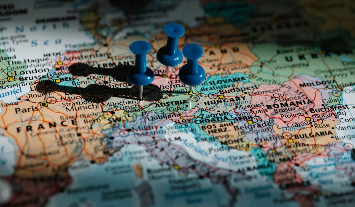 A map marked with pushpins