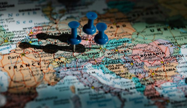 A map marked with pushpins
