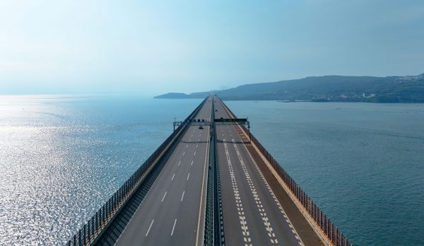 A long bridge stretching over the sea