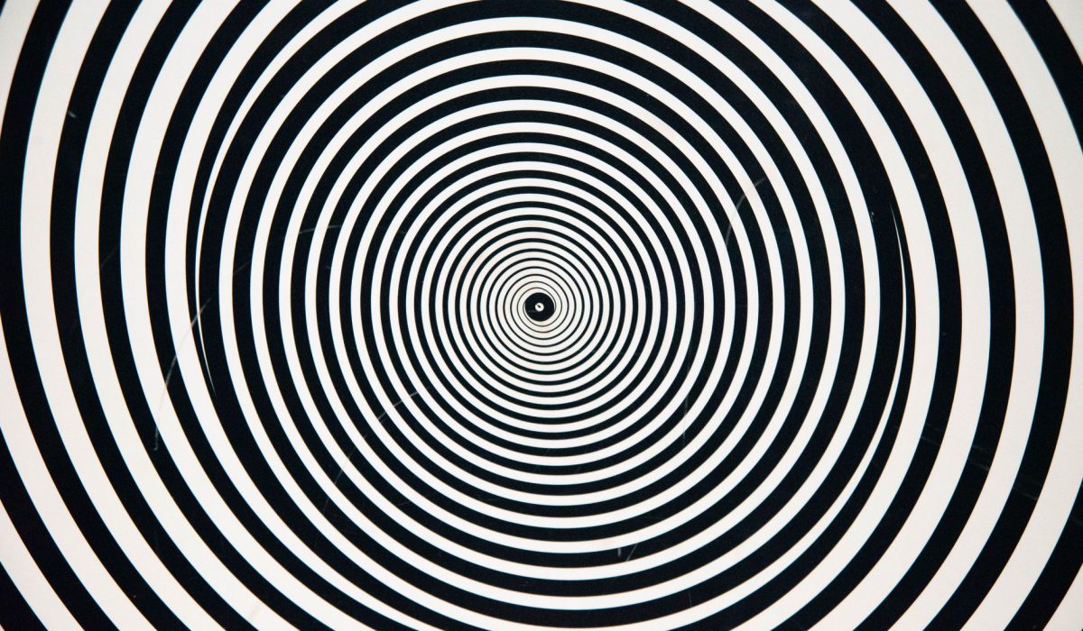 Hypnotic black and white concentric circles